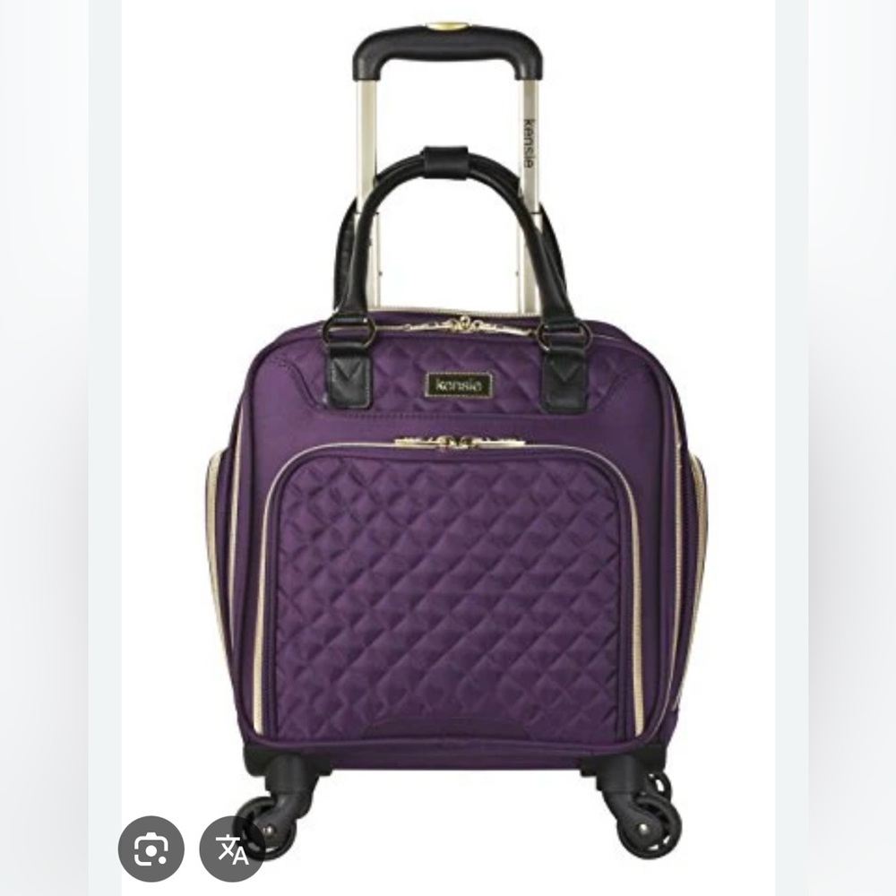 Kensie Deep Purple Quilted Under Seat Carry-on Travel Bag with Gold Accents